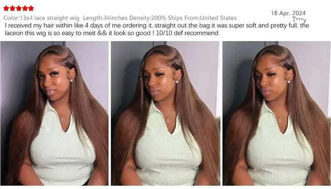 Chocolate Brown Straight Human Hair Wig