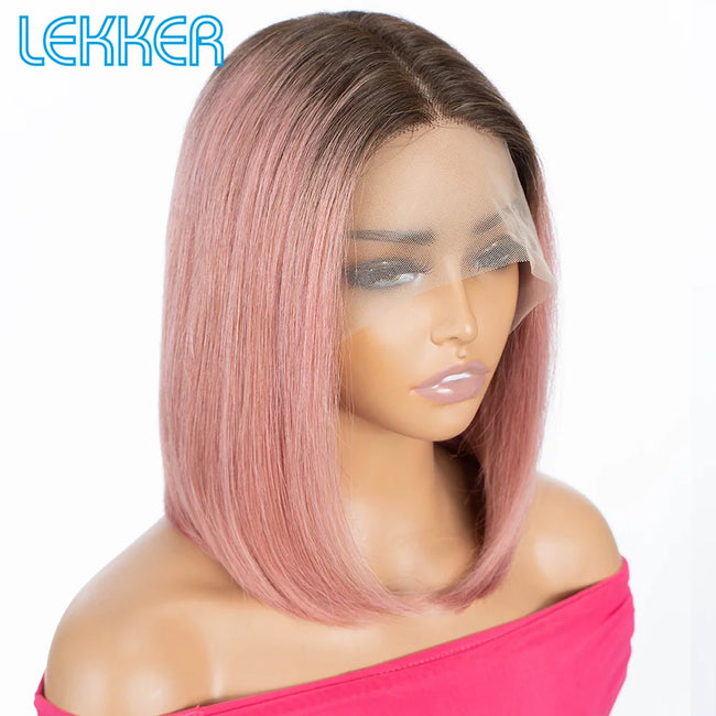 Highlight Brown Long Pixie Straight Bob