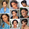Burmese Hair Side Part Pixie Cut Straight Wig