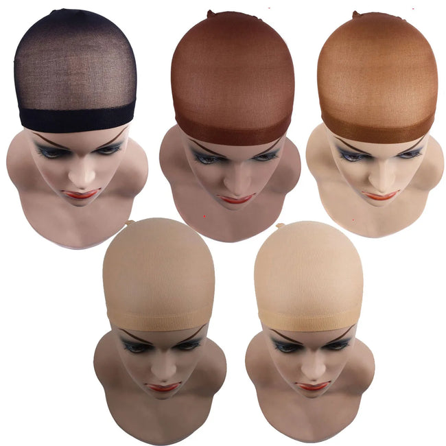 2Pcs Hair Cap Net Mesh For Weave Black Brown Stretch Mesh Wig Caps For Making Wigs Free Size Hairnets Caps