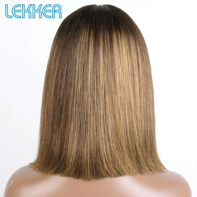 Highlight Brown Long Pixie Straight Bob