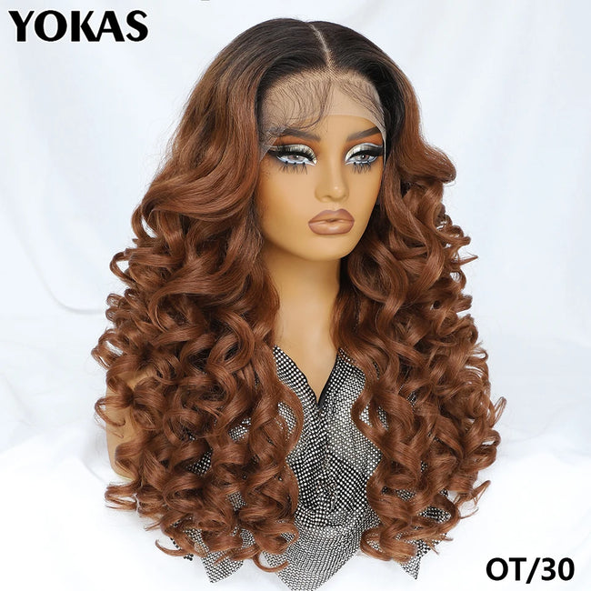 Synthetic Curly Lace Frontal Wigs With Bangs