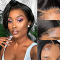 Burmese Hair Side Part Pixie Cut Straight Wig