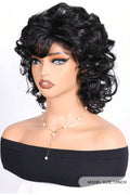 Natural curly synthetic wig with side edges