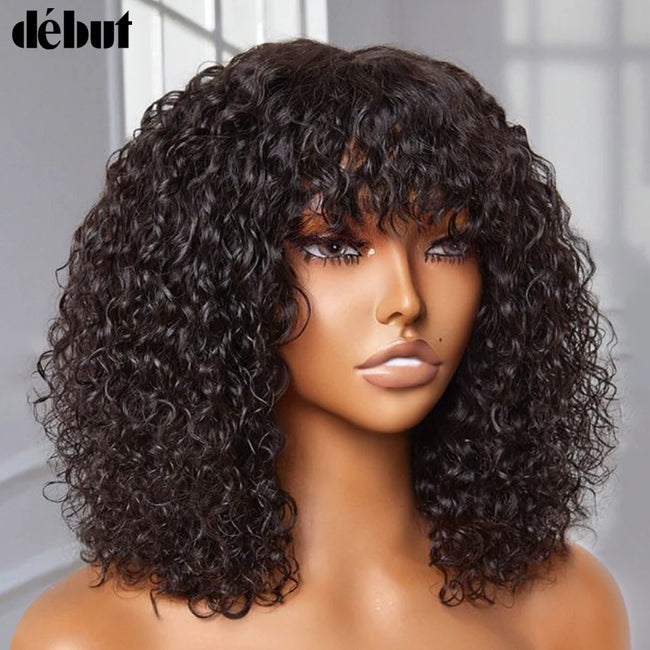 Jerry Curly Short Pixie Bob Cut Human Hair Wig With Bangs