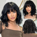 Elegant Short Curly Bob Wig with Bangs