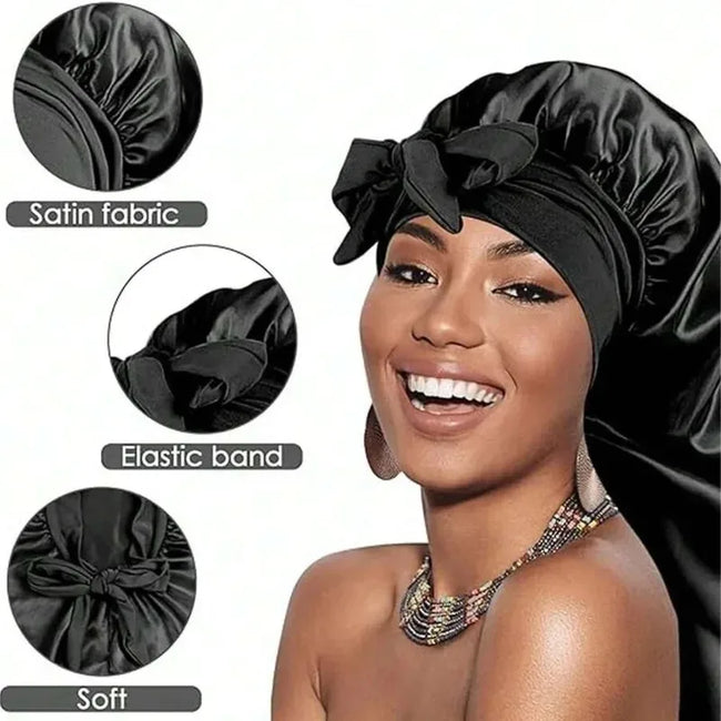 Long Satin Sleep Bonnet for Straight Curly Hair, Extra Large Hair Bonnets for Dreadlock And Braids