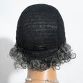 Short Silver Gray Curly Bob 100% Human Hair Wig