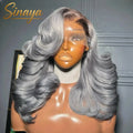 Ombre Silver Grey Synthetic Pre Plucked Wig