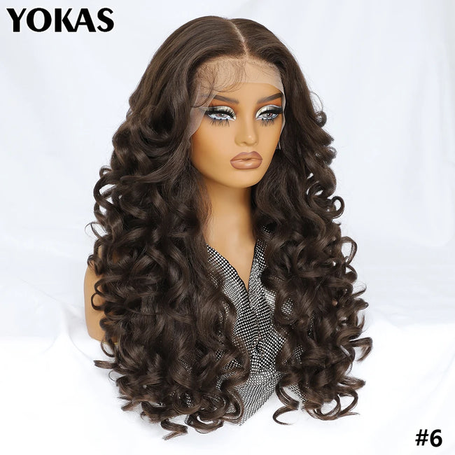 Synthetic Curly Lace Frontal Wigs With Bangs