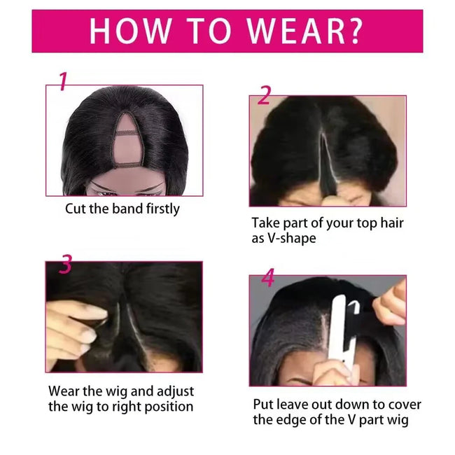 V Part Wig Human Hair Wig