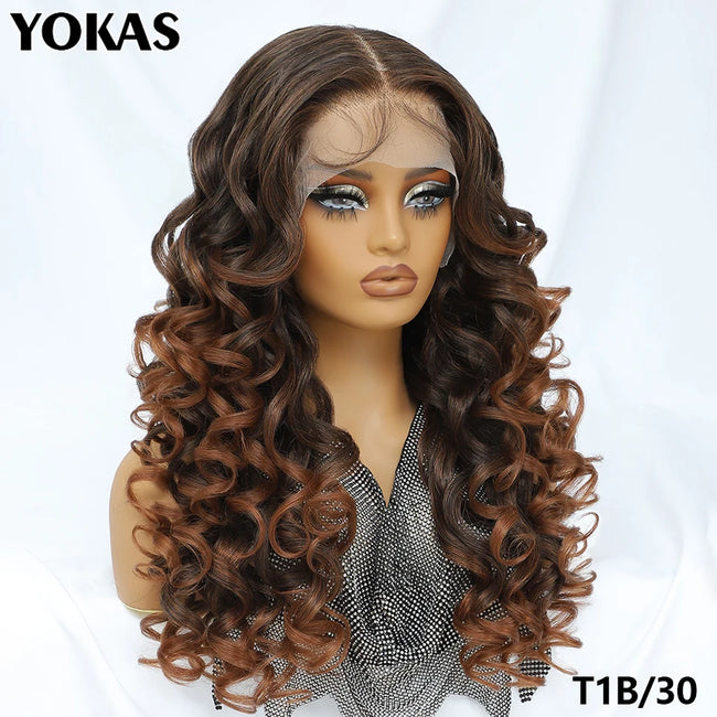 Synthetic Curly Lace Frontal Wigs With Bangs