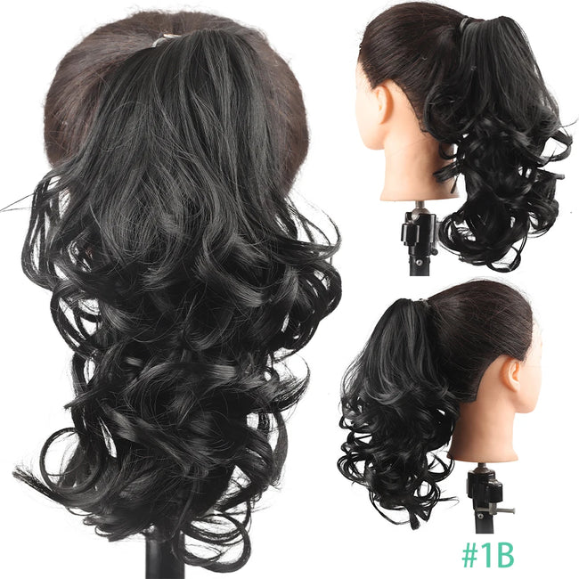 Short Ponytail Synthetic Curly Clip In Hair Extensions