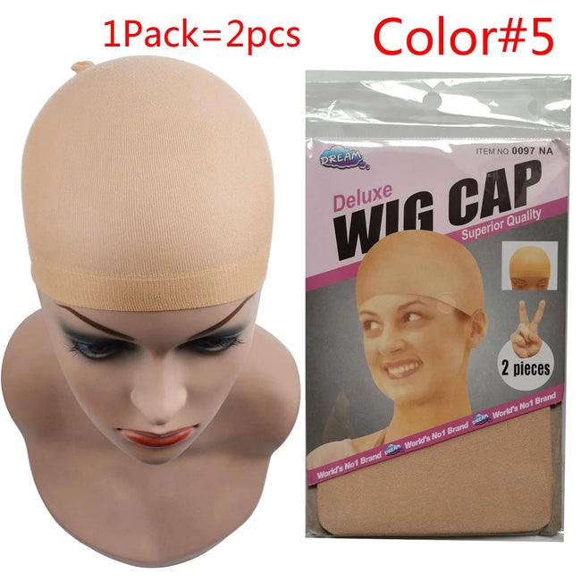 2Pcs Hair Cap Net Mesh For Weave Black Brown Stretch Mesh Wig Caps For Making Wigs Free Size Hairnets Caps