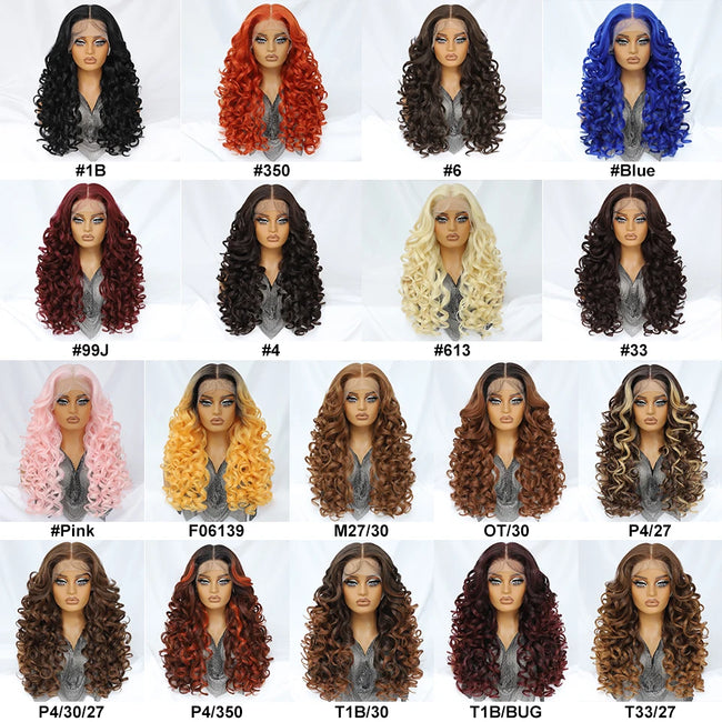 Synthetic Curly Lace Frontal Wigs With Bangs