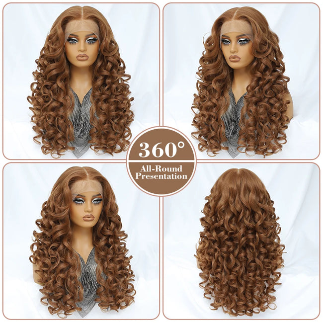 Synthetic Curly Lace Frontal Wigs With Bangs