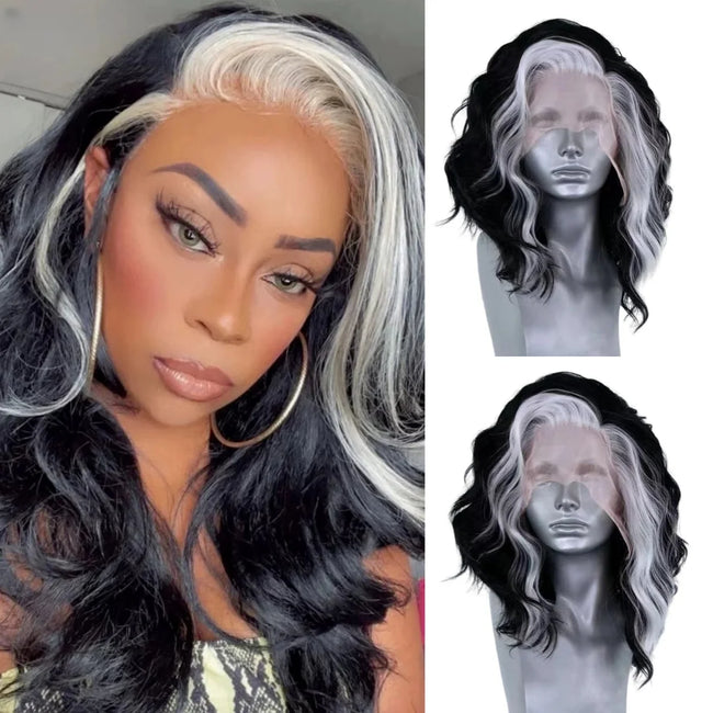Ombre Silver Grey Synthetic Pre Plucked Wig