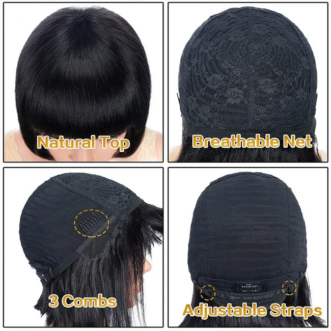 Brazilian Remy Human Hair Bob Wig with Bangs