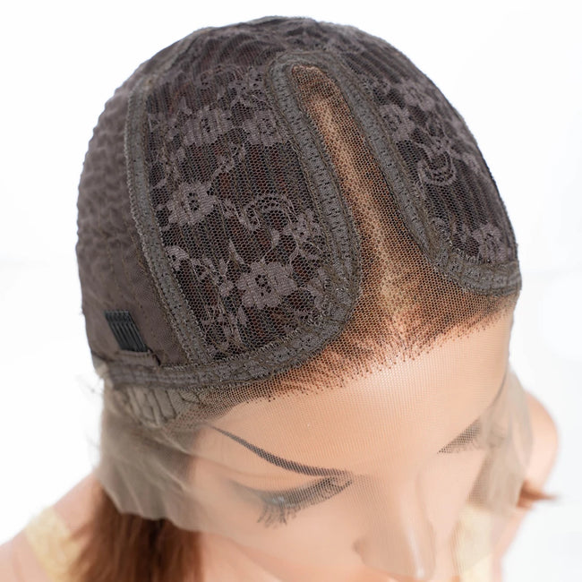 Highlight Brown Long Pixie Straight Bob