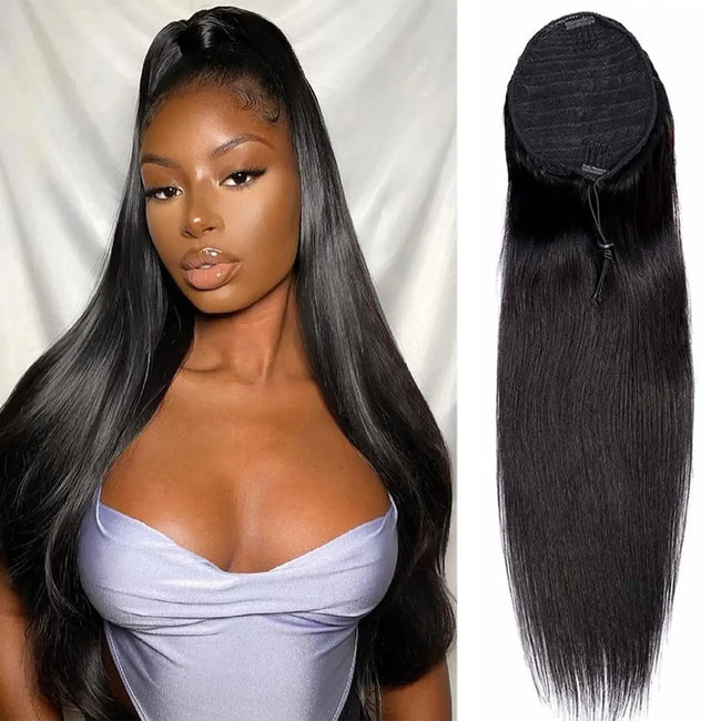 Curly Human Hair Drawstring Ponytail Extension