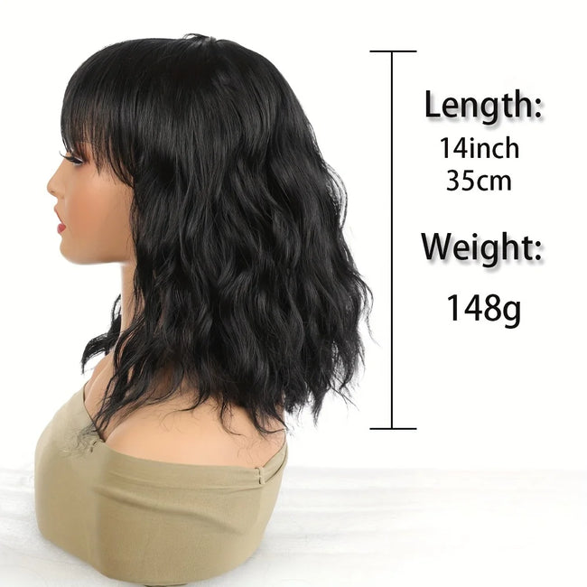 Elegant Short Curly Bob Wig with Bangs