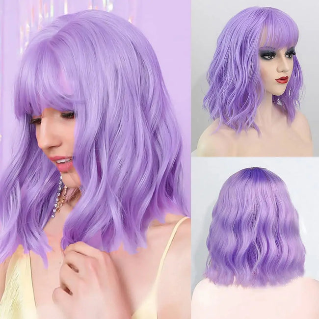 Elegant Short Curly Bob Wig with Bangs