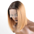 Highlight Brown Long Pixie Straight Bob