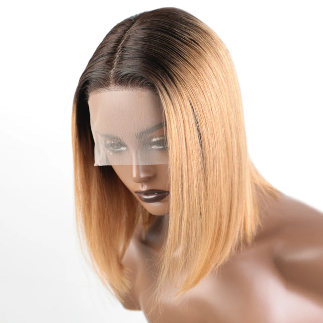Highlight Brown Long Pixie Straight Bob