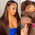 Chocolate Brown Straight Human Hair Wig
