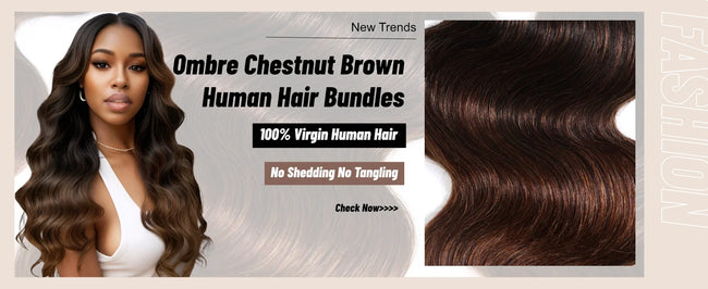 UNice Chestnut Brown Ombre Body Wave Bundles