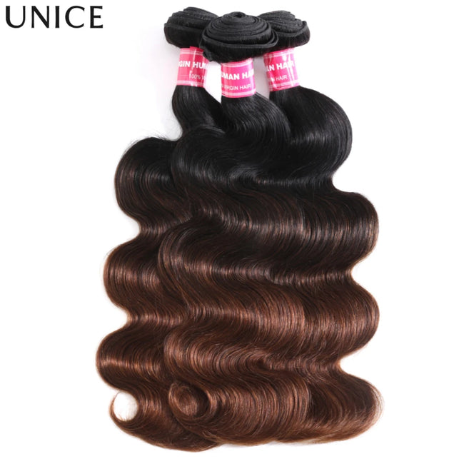 UNice Chestnut Brown Ombre Body Wave Bundles