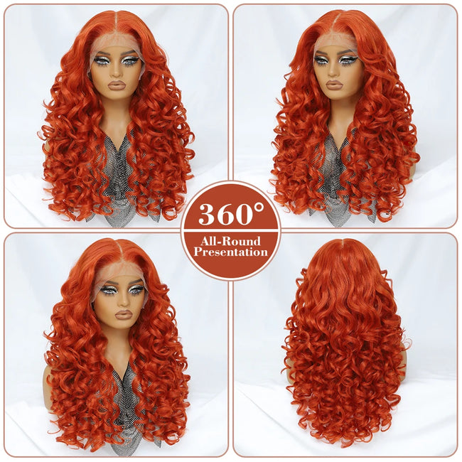 Synthetic Curly Lace Frontal Wigs With Bangs