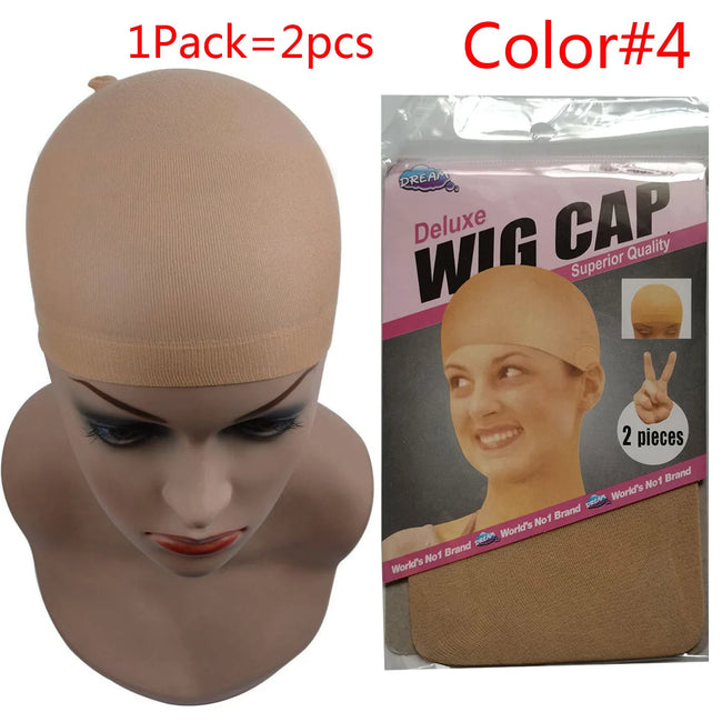 2Pcs Hair Cap Net Mesh For Weave Black Brown Stretch Mesh Wig Caps For Making Wigs Free Size Hairnets Caps