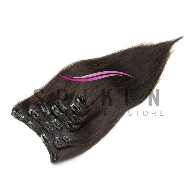 Burgundy Brazilian Remy Straight Hair Clip Hair Extensions