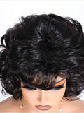 Natural curly synthetic wig with side edges