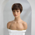 Brown Straight Human Hair Wig With Bangs