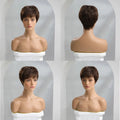 Brown Straight Human Hair Wig With Bangs