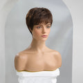 Brown Straight Human Hair Wig With Bangs