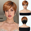 Brown Straight Human Hair Wig With Bangs
