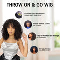 Short Curly Glueless Human Hair Wig with Bangs