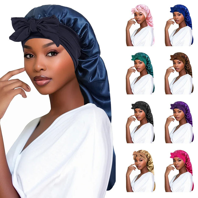 Women Satin Long Tail Hair Bonnets