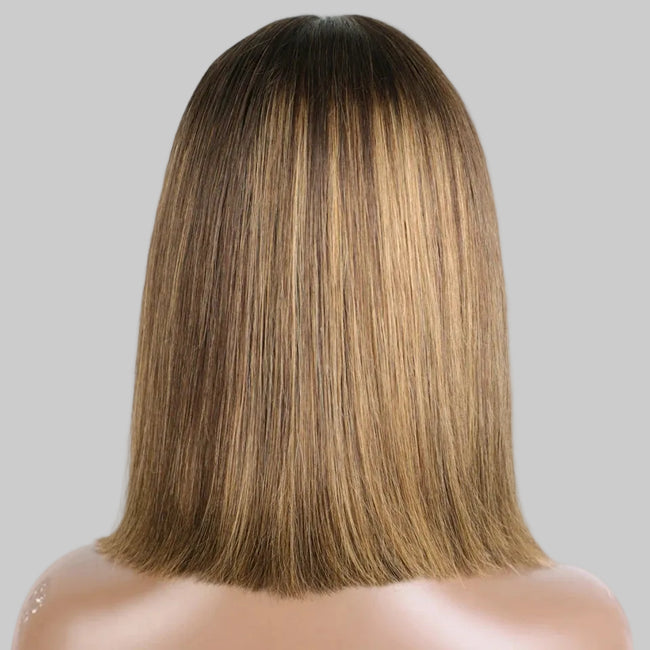 Woman with a brown and black ombre wig