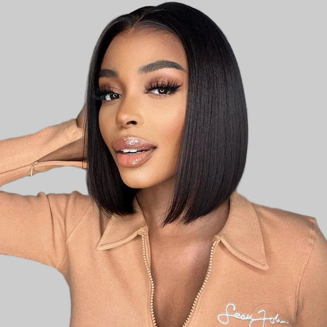 Lace Front Straight Bob 100% Brazilian Remi Human Hair