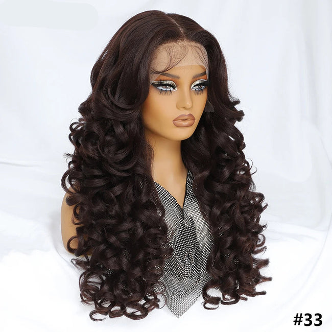 Long Synthetic Curly Lace Frontal Wigs