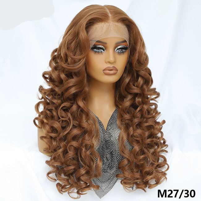 Long Synthetic Curly Lace Frontal Wigs