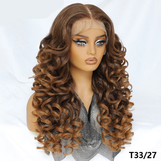 Long Synthetic Curly Lace Frontal Wigs