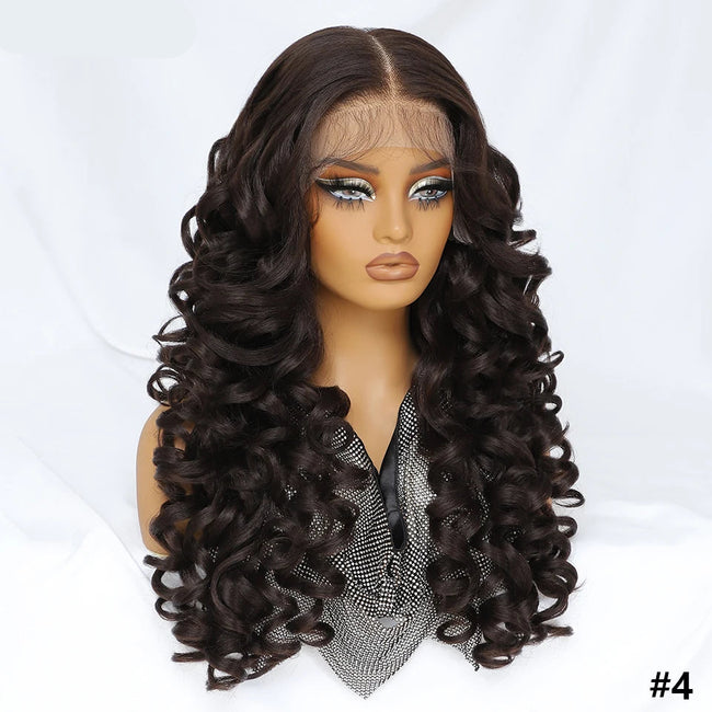 Long Synthetic Curly Lace Frontal Wigs
