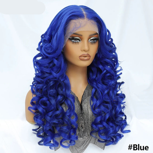 Long Synthetic Curly Lace Frontal Wigs