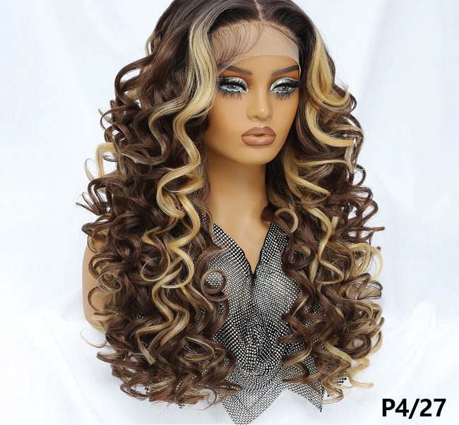 Long Synthetic Curly Lace Frontal Wigs