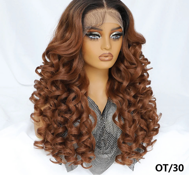 Long Synthetic Curly Lace Frontal Wigs